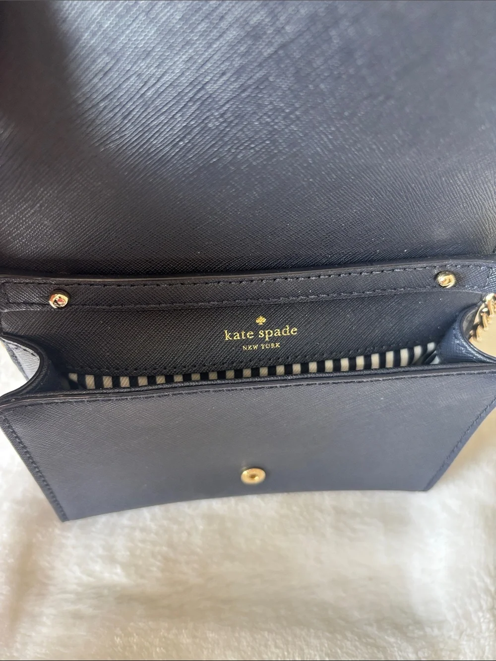 Kate Spade Navy Crossbody Bag with Gold Chain